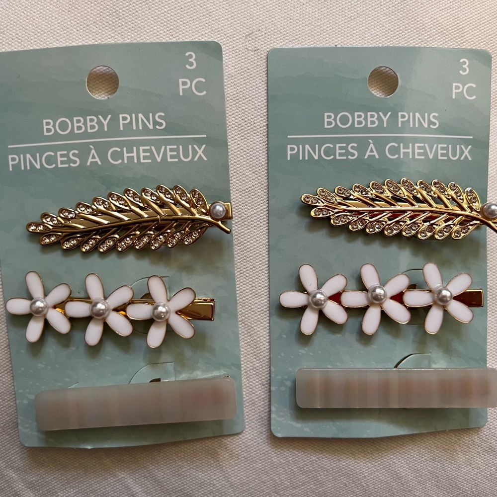 Gold and White Bobby Pins Set